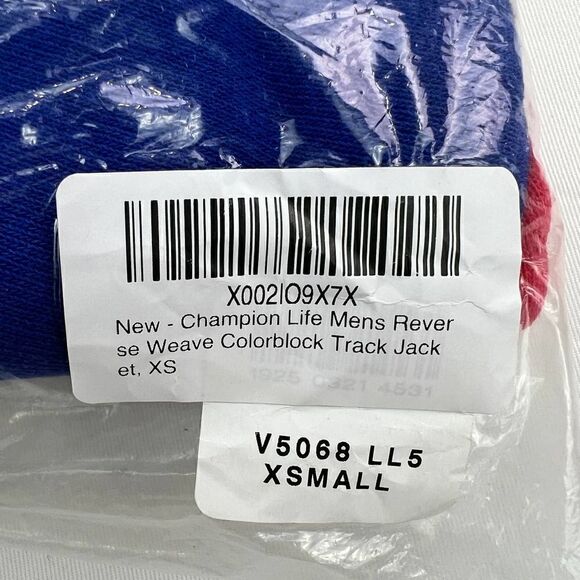 New Champion Men US XS Grey Full Zip Track Jacket Reverse Weave Colorblock  - Picture 9 of 9